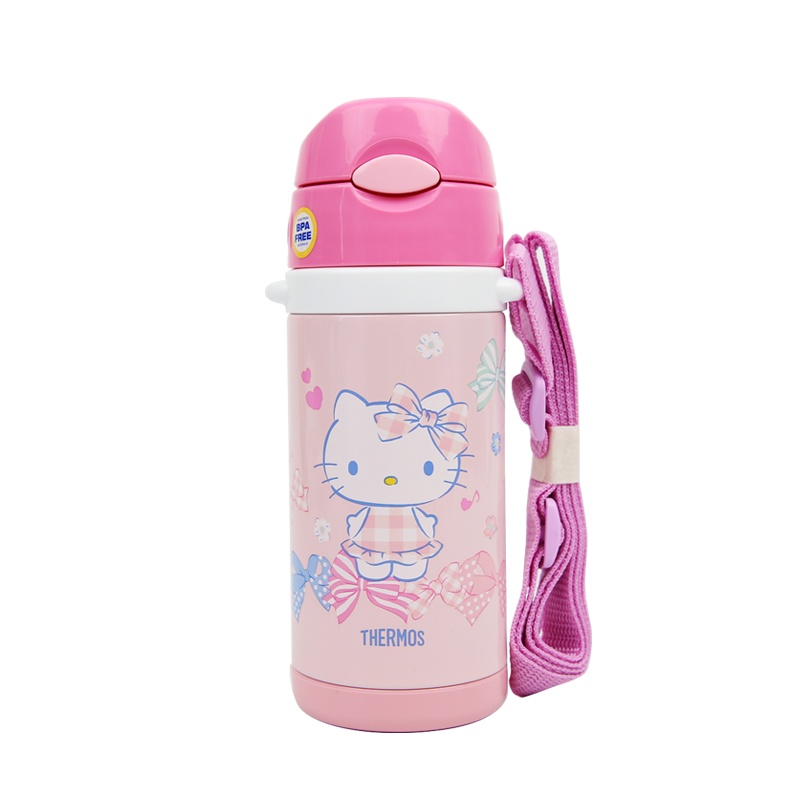 [背带款吸管杯]THERMOS膳魔師 真空不锈钢儿童吸管保温杯