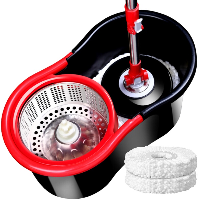 免手洗旋转拖把 干湿两用拖布墩布 手压甩干懒人网红地拖 2个头 A6