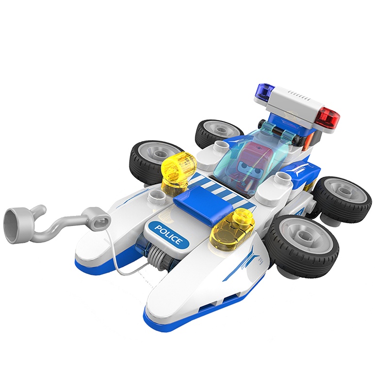 布鲁可大颗粒儿童拼插积木百变两栖快艇城市英雄系列百变布鲁克拼装玩具男孩