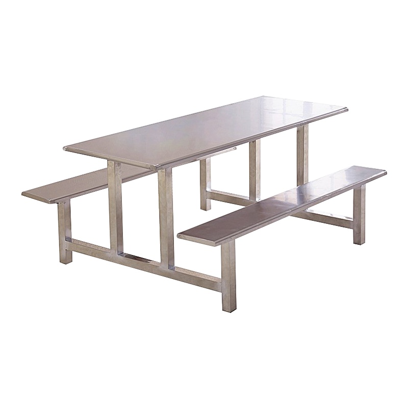 创世人 学校食堂公司员工餐厅餐桌椅组合4人6人8人位员工不锈钢连体餐桌快餐桌椅