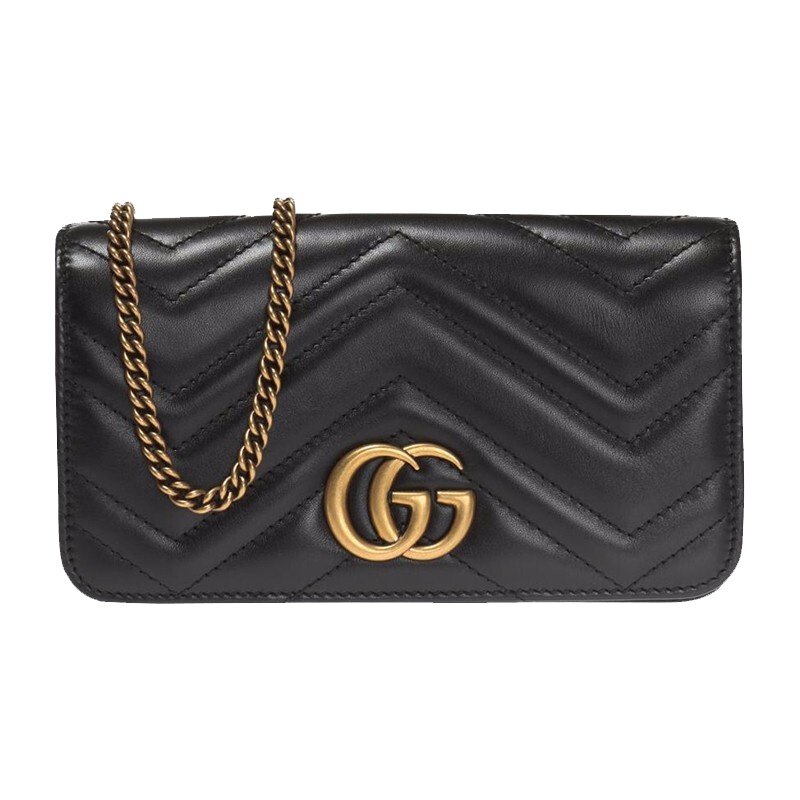 【海外直邮】GUCCI 古驰女包牛皮黑色超迷你链条单肩斜挎包488426 DSVRT 1000