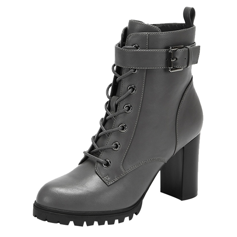 达芙妮马丁靴冬新款系带防水台粗跟短靴女高跟鞋