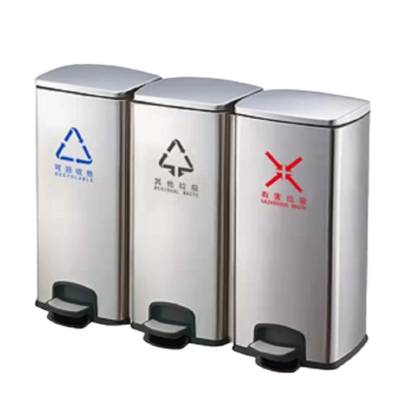 振真ZZ-096不锈钢三分类垃圾桶脚踏垃圾桶