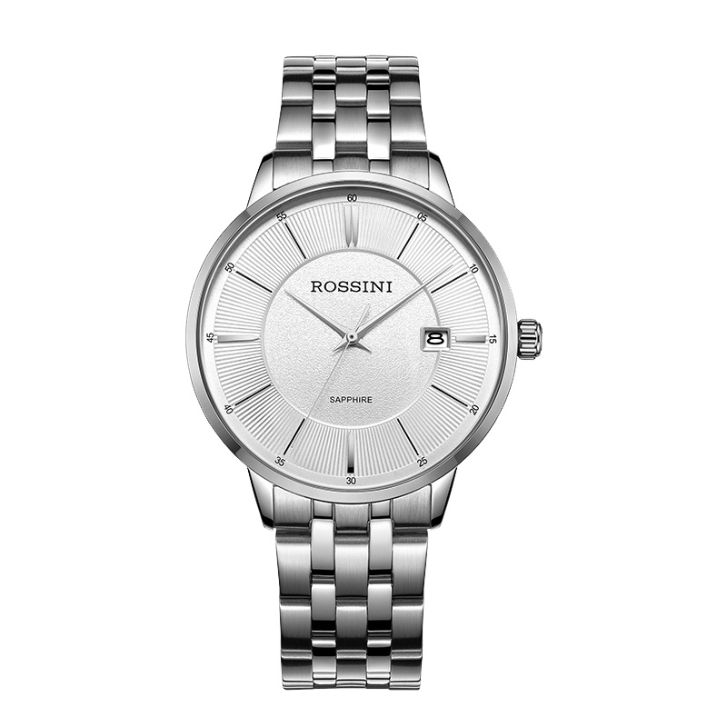 罗西尼新款手表男石英表防水日历女表情侣表钢带男士表517785