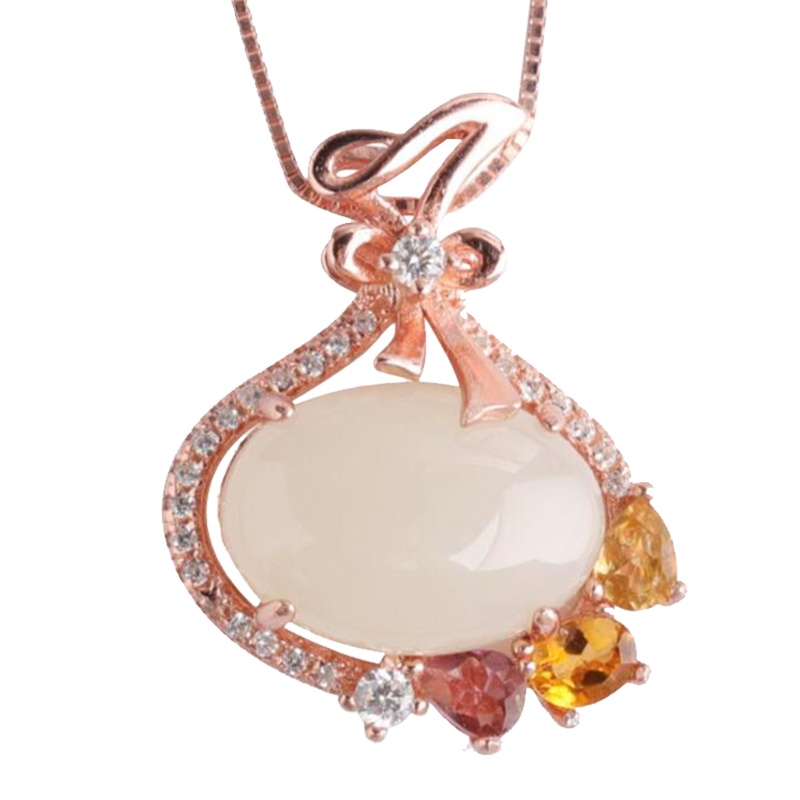 帛兰梓韵 天然和田白玉吊坠纯银镶白玉福袋玉坠女款时尚钱袋玉石挂件