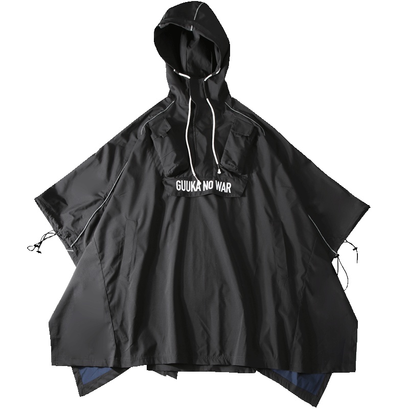 Guuka潮牌防风衣女中长款 秋季嘻哈情侣款斗篷外套披风雨衣女宽松