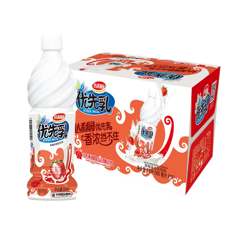 达利园 优先乳草莓味 500ml*15瓶 箱装