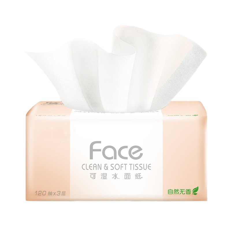 柔妮(RHONE)洁柔Face(粉色)天然无香120抽3层抽取式面巾纸(6包)