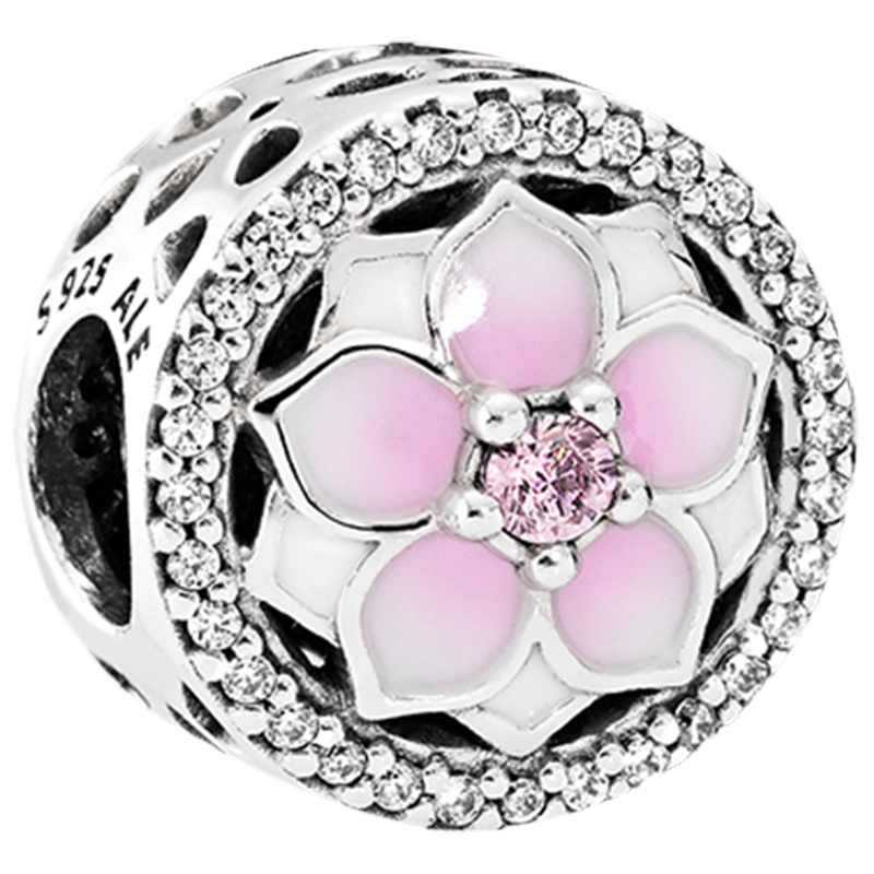 PANDORA潘多拉 串珠木兰花925银珐琅串饰 792085PCZ