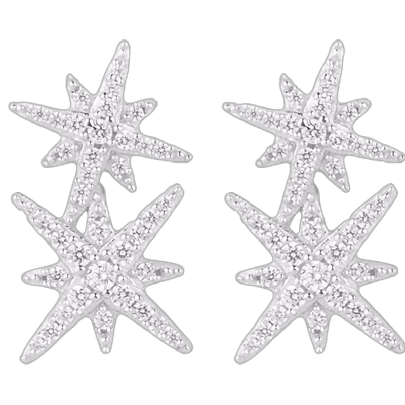 APM Monaco 六芒星双流星耳钉女银耳饰 送恋人 AE9784OX