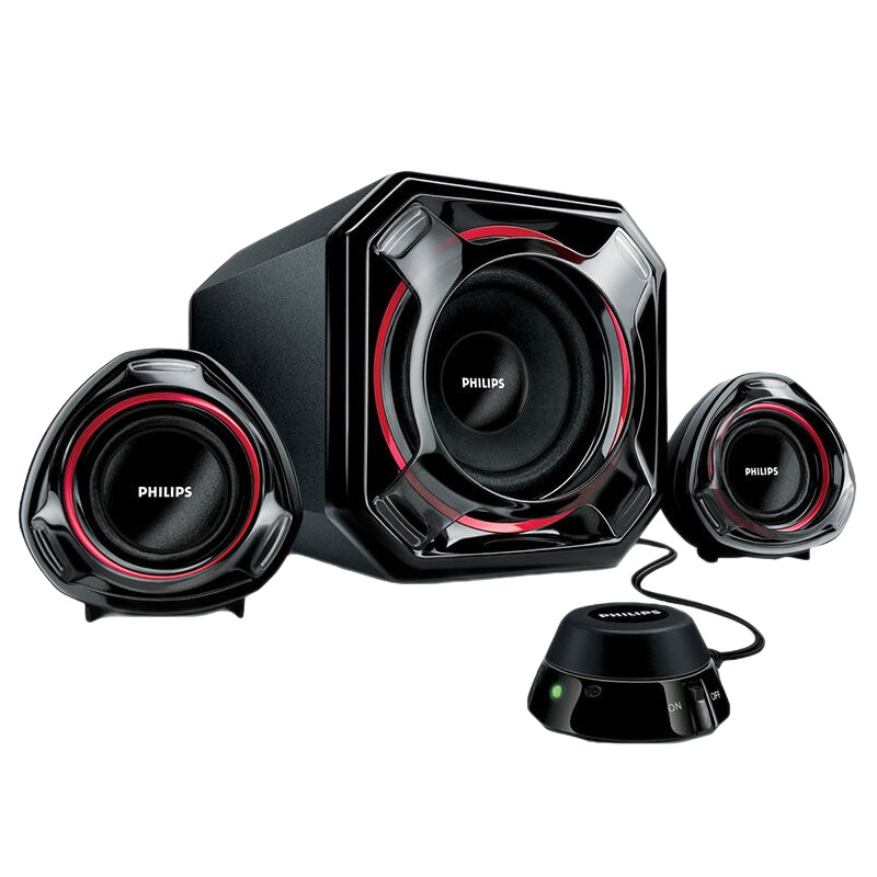 飞利浦(Philips)音箱 音响 台式电脑音响 低音炮2.1多媒体小音箱 黑色 桌面家用迷你小钢炮 游戏3D环绕小音箱