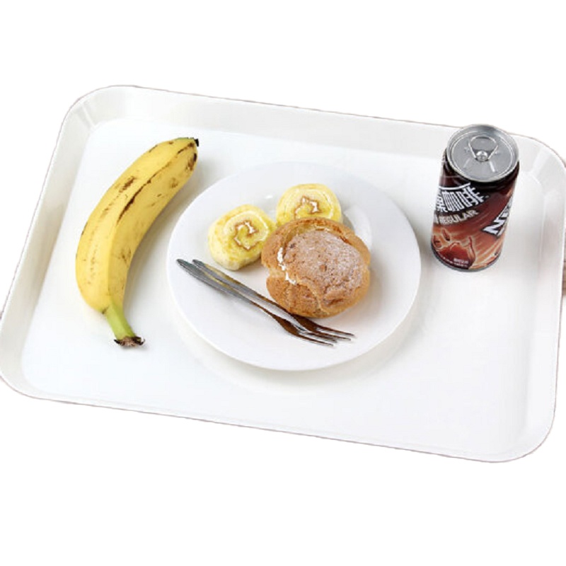 茶花 托盘茶盘长方型水果盘子 白色