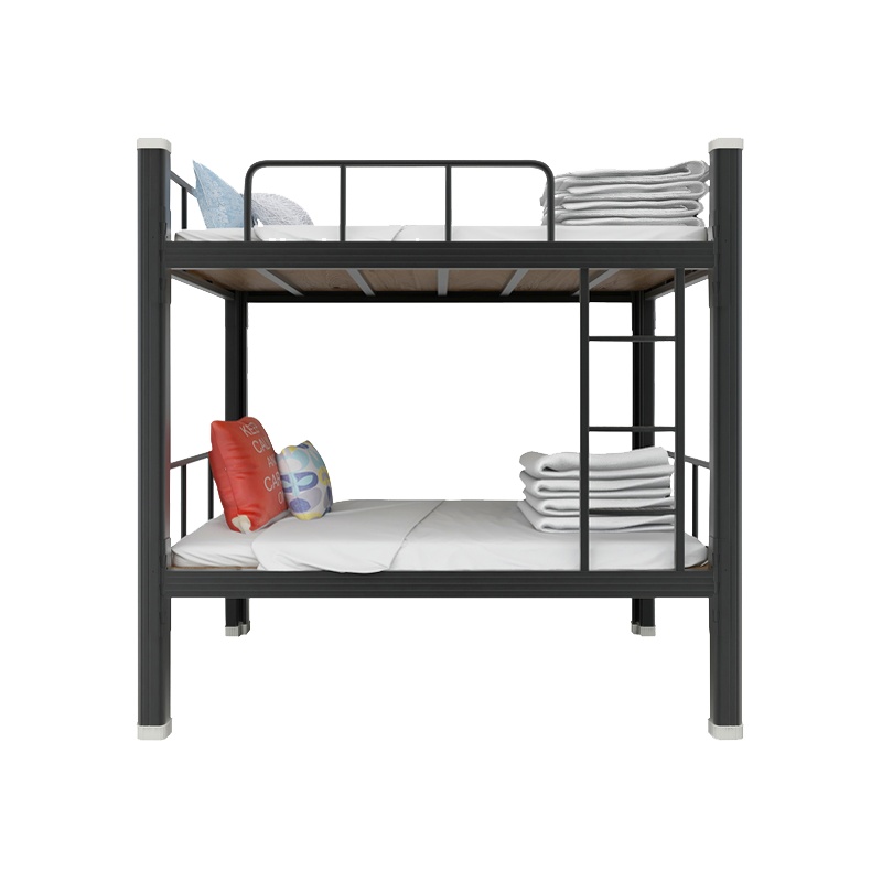 臻远钢制双层床宿舍铺员工高低铁床铺公寓铁架子床双人床 黑色1800*900*2000