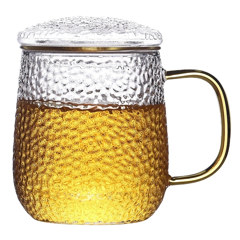 龙鳞锤纹三件套玻璃办公杯