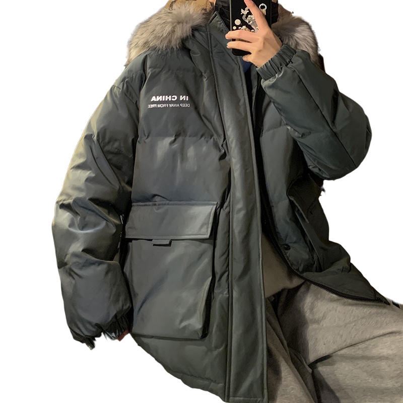 茜靓CHYLLIRN2020冬季新款大毛领加厚工装棉衣男棉袄潮牌宽松防寒服外套