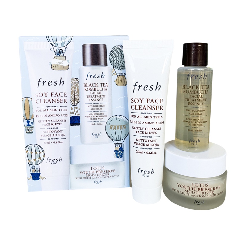 馥蕾诗fresh光彩赋活明星单品礼盒 大豆洁面20ml睡莲面霜15ml 红茶精华液20ml