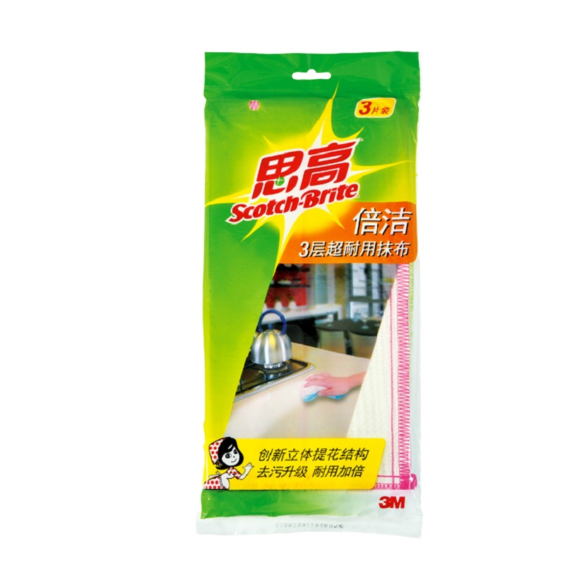 3M 思高倍洁3层耐用抹布3片/包*12包