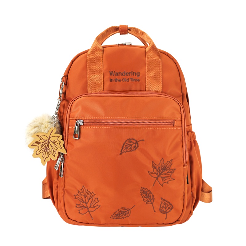 花间公主旧时光2021春季双肩包书包女户外休闲旅行背包尼龙布刺绣文艺包包