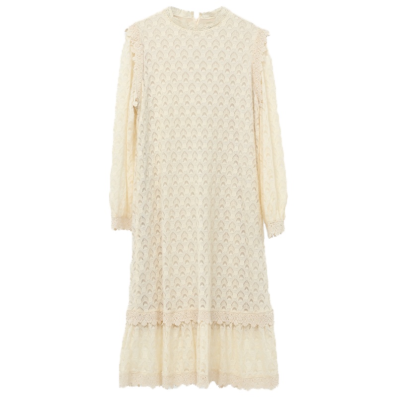 ENJOY'ME女装2020春季新品优雅蕾丝拼接花边腰带连衣裙