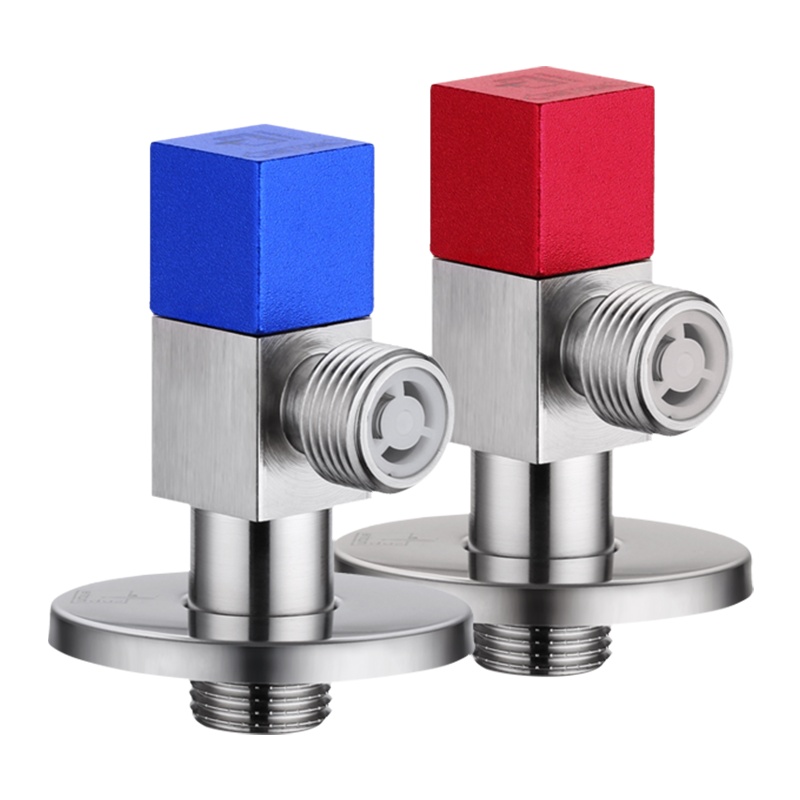 潜水艇角阀全铜三角阀冷热水加长角阀三通阀卫浴阀门球阀水龙头软管断水阀F302 F301套装2蓝1红