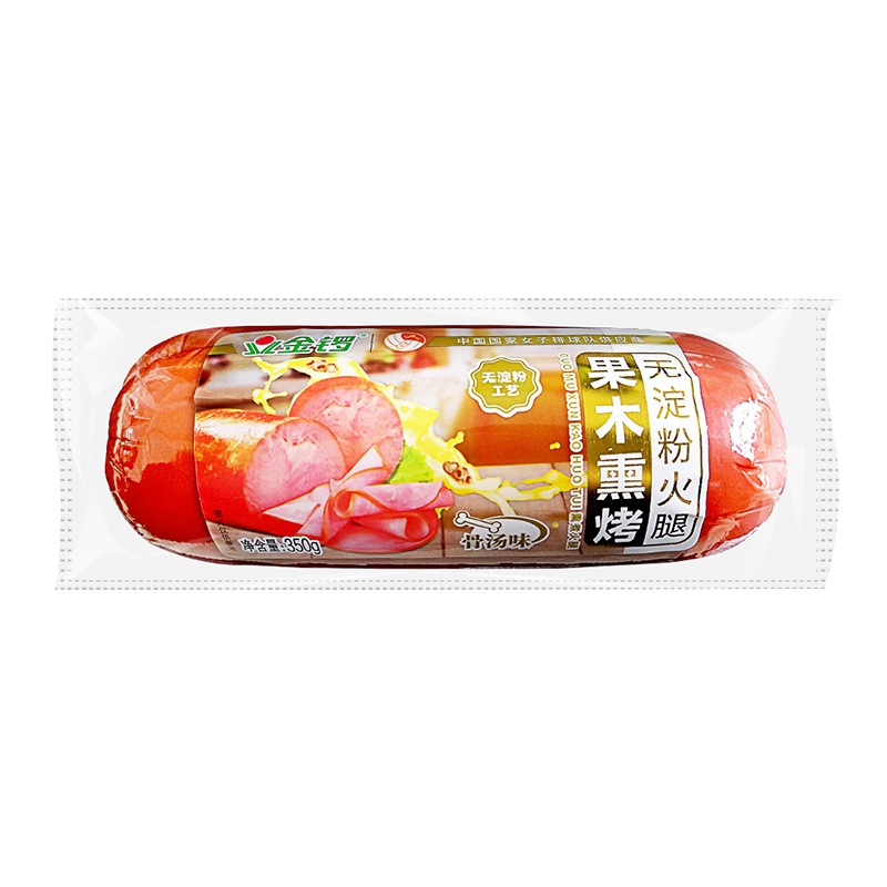 金锣 350g无淀粉果木熏烤火腿(骨汤味) 即食香肠 汉堡三明治食材