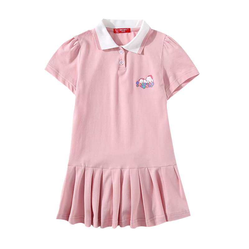 史努比童装女童连衣裙儿童夏装2021夏季新款中大童休闲学院风连衣裙POLO裙