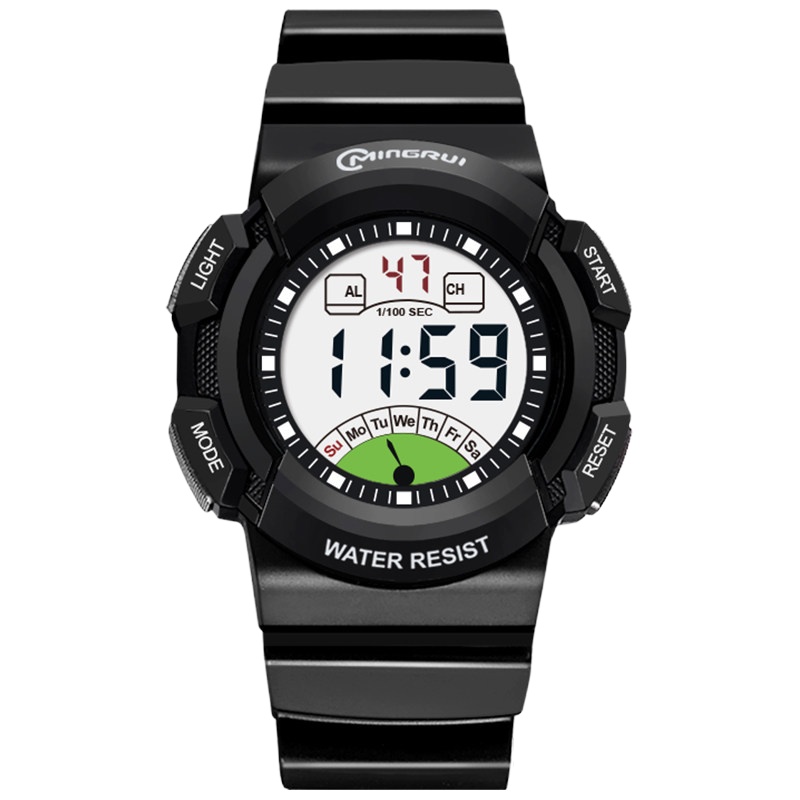 儿童手表男孩防水夜光初中小学生手表手表运动电子表 小号黑色