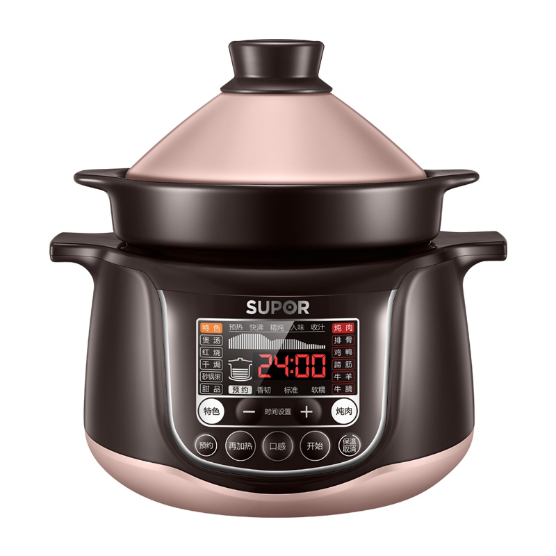 苏泊尔(SUPOR)电炖锅煲汤锅养生锅中华炽陶4L大容量1-5人智能预约红陶内胆多功能电炖盅电砂锅TG40YC1-60