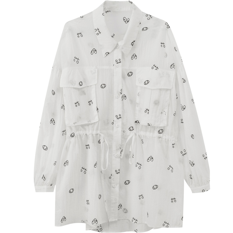 OtherMix小小涂鸦外套2021年夏季新款韩版长袖开衫宽松薄款女上衣