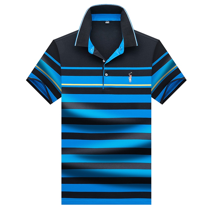 雅鹿男装条纹短袖POLO夏季半开襟休闲体恤08056