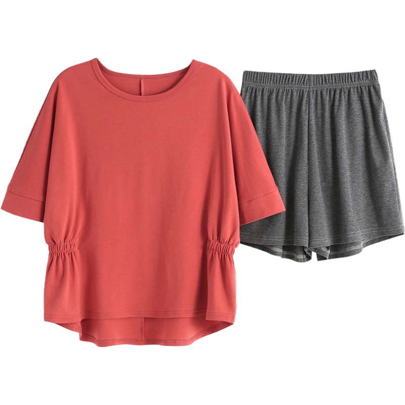 俞兆林情侣睡衣夏季休闲全棉简约女士家居服 短袖纯棉纯色男士睡衣套装