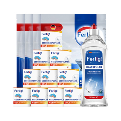 Fertig德国进口多效合一洗碗块洗碗机全年套餐(洗碗块480g*12+洗碗盐500g*12+光亮剂500ml*6)
