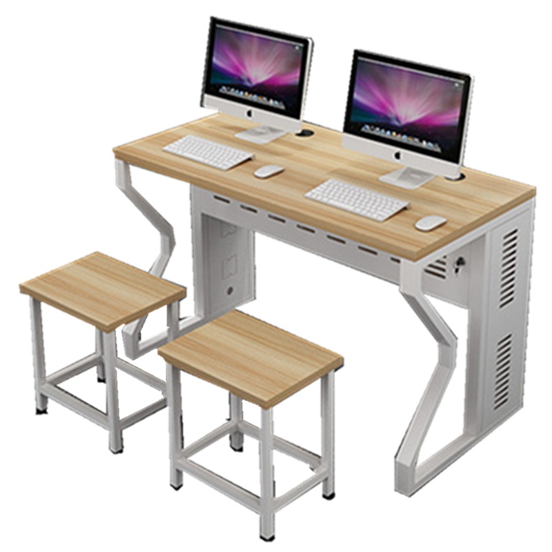 周鼎皖电脑室微机室台式电脑桌（1.4米木台板无屏风款）