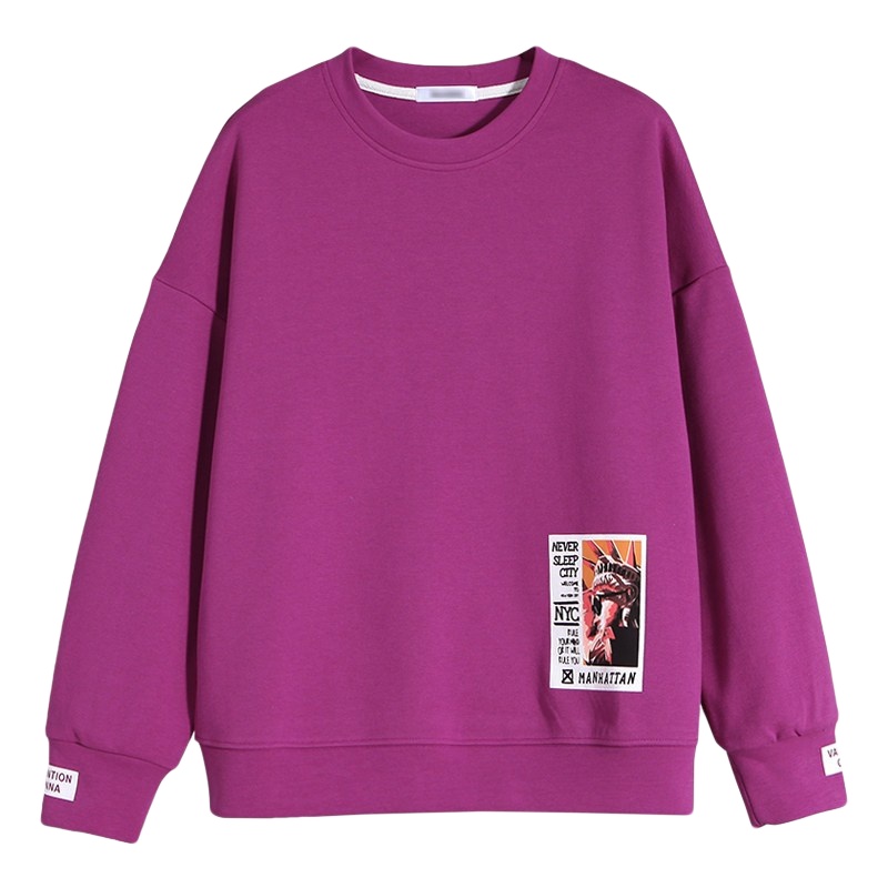 晗亦然休闲卫衣女士圆领2021年新款春秋装薄款宽松洋气减龄高端上衣617