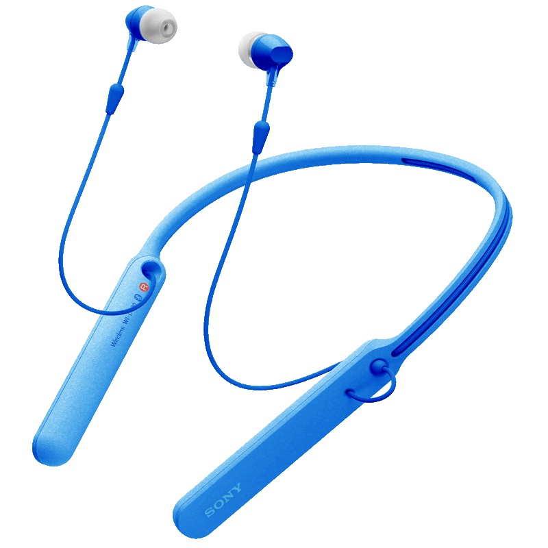 索尼 WI-C400入耳式无线蓝牙耳机 挂脖颈戴挂式运动跑步 蓝色