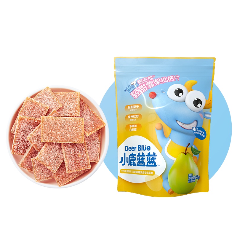 小鹿蓝蓝 轻甜雪梨枇杷片60g 宝宝零食枇杷糕枇杷点心水果条水果片