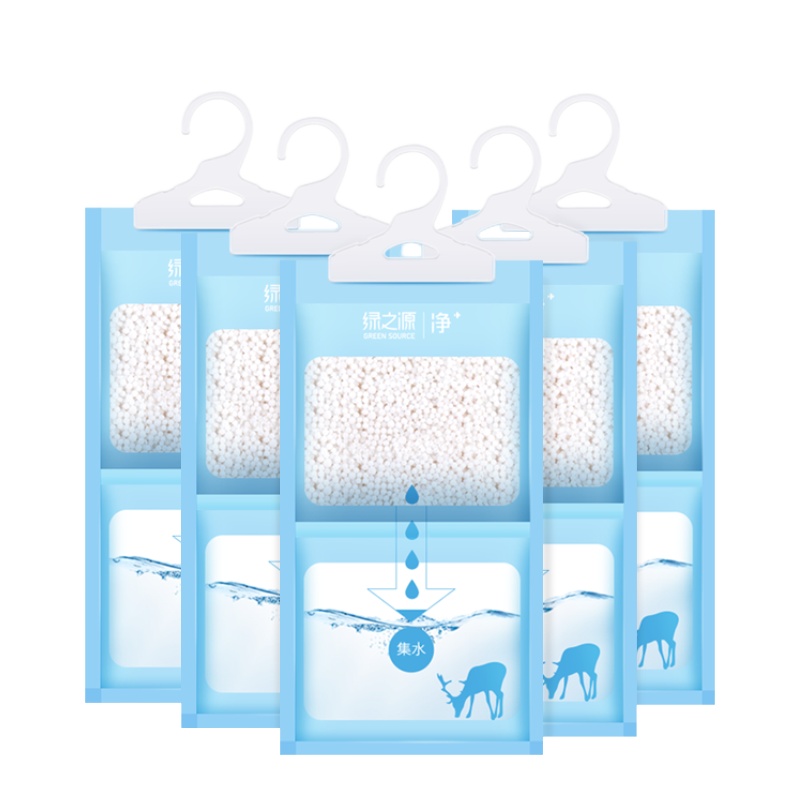 绿之源 5袋装可挂式除湿袋干燥剂除湿剂除湿盒 室内衣柜除湿桶防潮剂抽吸湿盒器防霉吸潮包片Z-0557