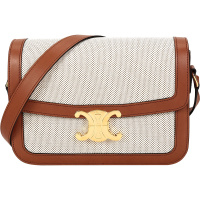 CELINE 赛琳 女士织物配皮TRIOMPHE单肩斜挎包中号 191242BGI