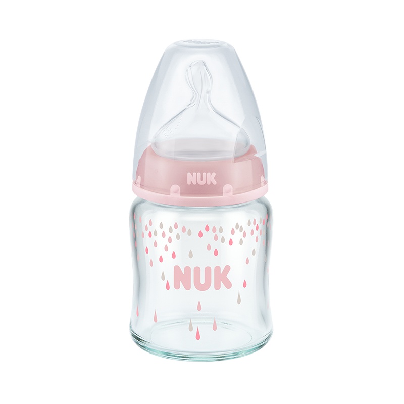 NUK 耐高温120ml宽口玻璃彩色奶瓶(带初生型硅胶中圆孔奶嘴)