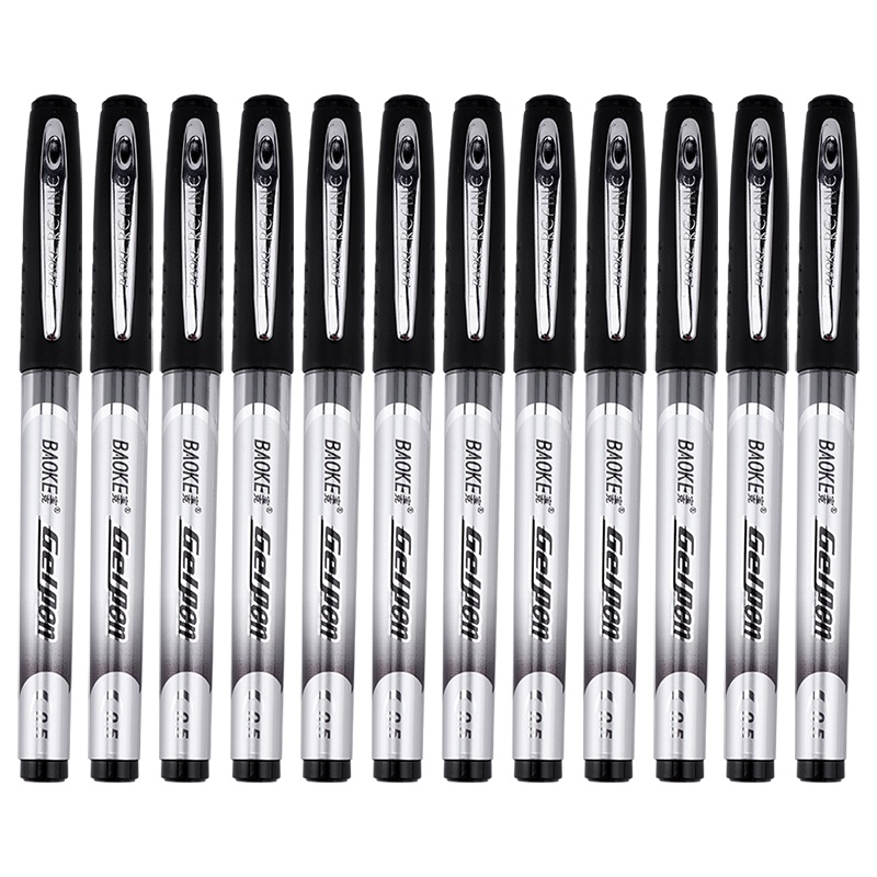 宝克(baoke) PC978大鲸鱼中性笔商务签字笔大容量走珠笔签名笔 0.5mm 黑红蓝 12支/盒