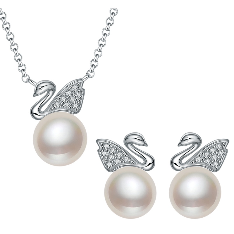 佰色传情(BRIR) 珍珠套装S925银淡水珍珠项链银耳钉