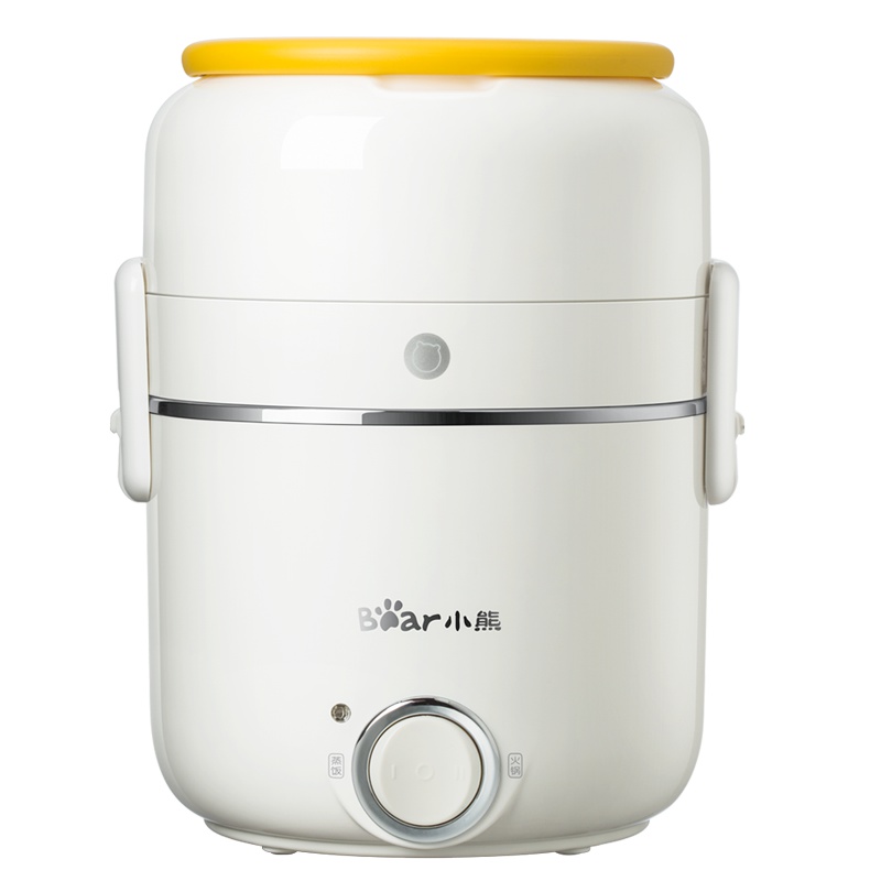 小熊(Bear)蒸煮饭盒 DFH-B16Q5 双层1.6L加热饭盒 可插电保温煮面涮火锅上班族抽真空保鲜 不锈钢内胆