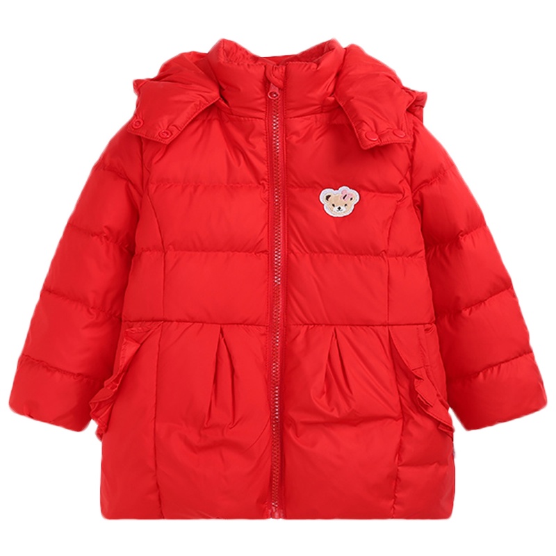 精典泰迪儿童羽绒服女童冬装外套女童洋气花边童装羽绒衣宝宝冬季