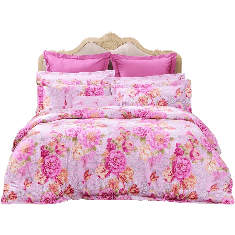 富安娜(FUANNA)家纺磨毛纯棉四件套1.5米全棉床品套件1.8米双人床上用品床单被套