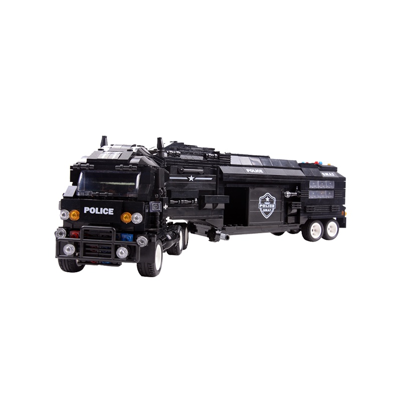 沃马儿童玩具模型积木特警系列捍卫者作战指挥车C0552