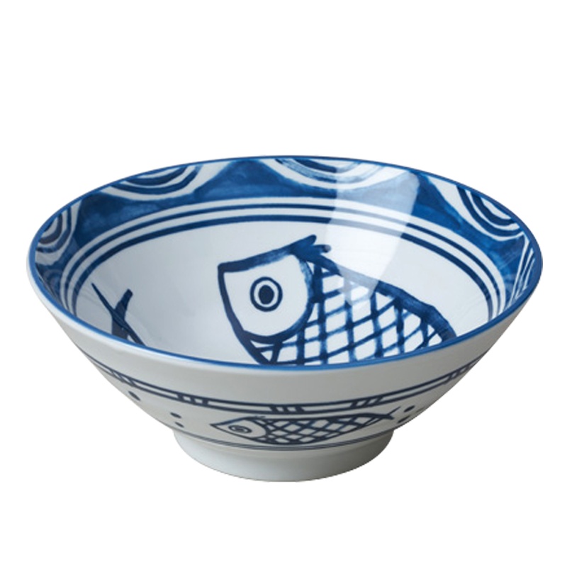 景德镇国产日式陶瓷釉下彩大面碗微波炉适用2个装7.5英寸