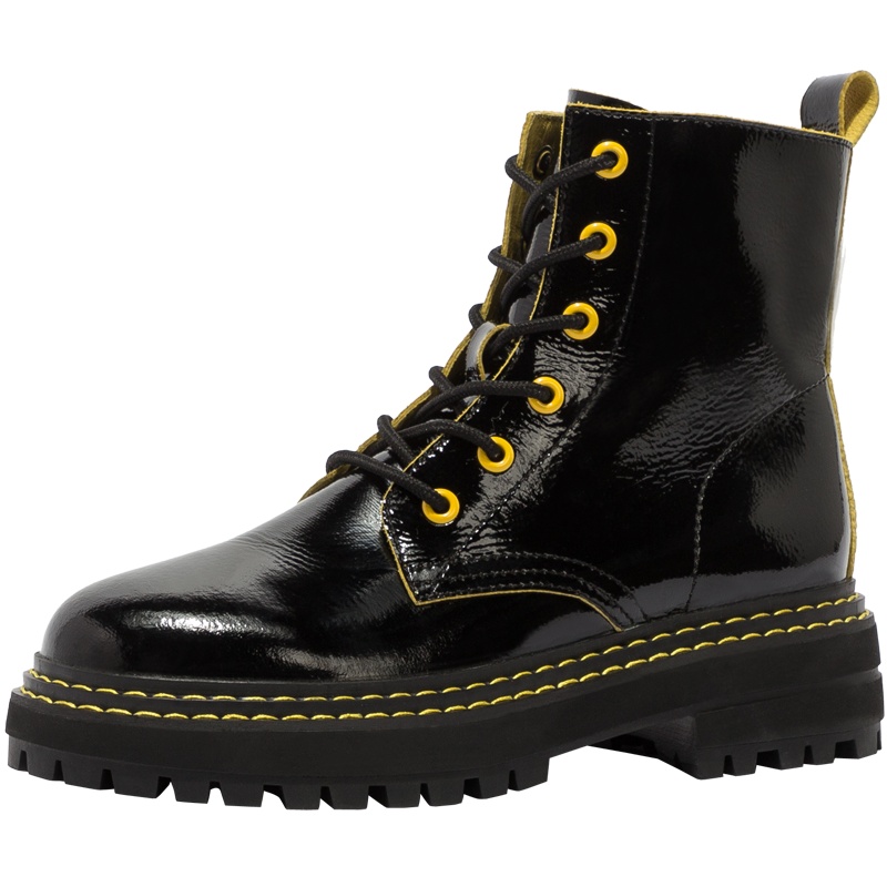 St&Sat/星期六冬新款前系带马丁靴潮街头漆皮短靴女SS03116021