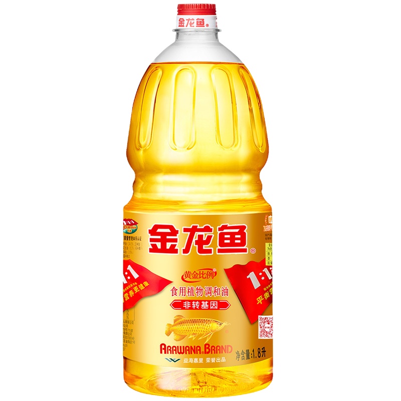 金龙鱼 食用油 非转基因 黄金比例食用调和油1.8L