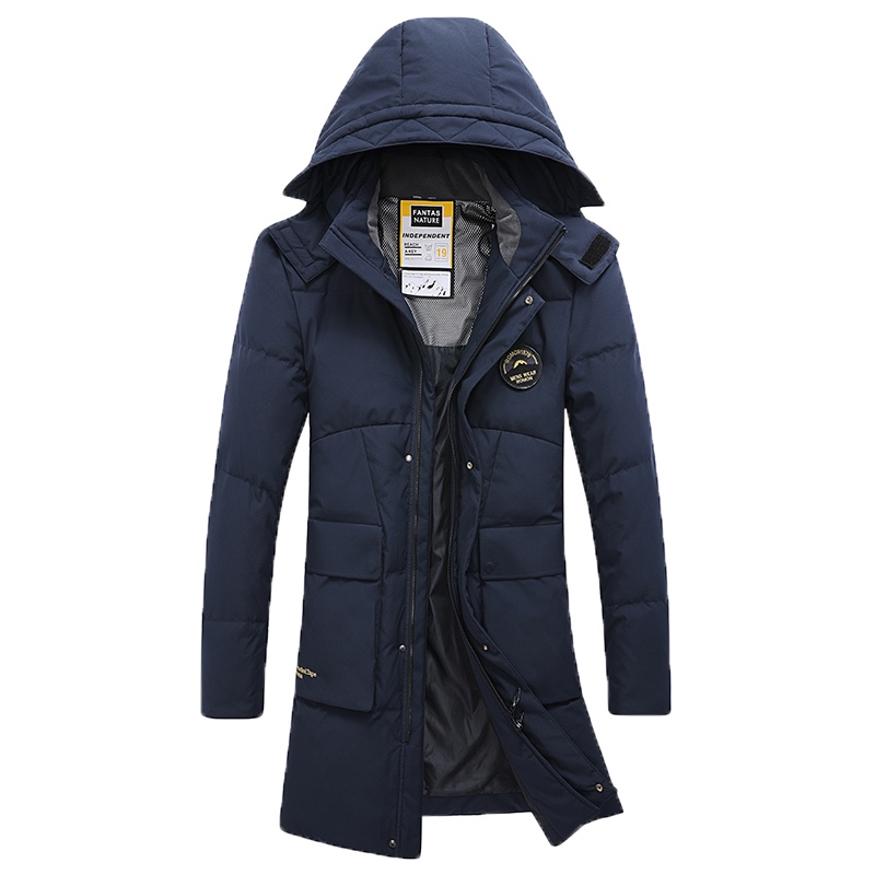 冰洁 羽绒服男中长款加厚保暖冬季外套连帽过膝长款男士羽绒服潮