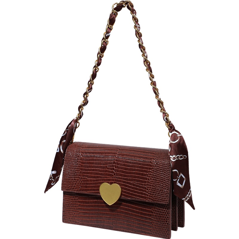 Viney包包2020新款潮真皮女包复古百搭单肩斜挎包时尚链条腋下包